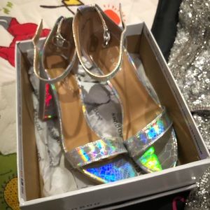 Shoes size 71/2 silver snake skin